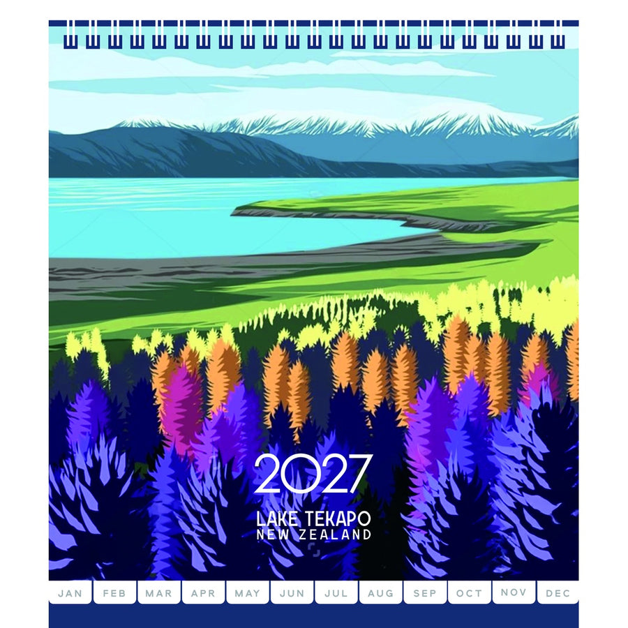 2027 Desk Calendar Lake Tekapo NZ