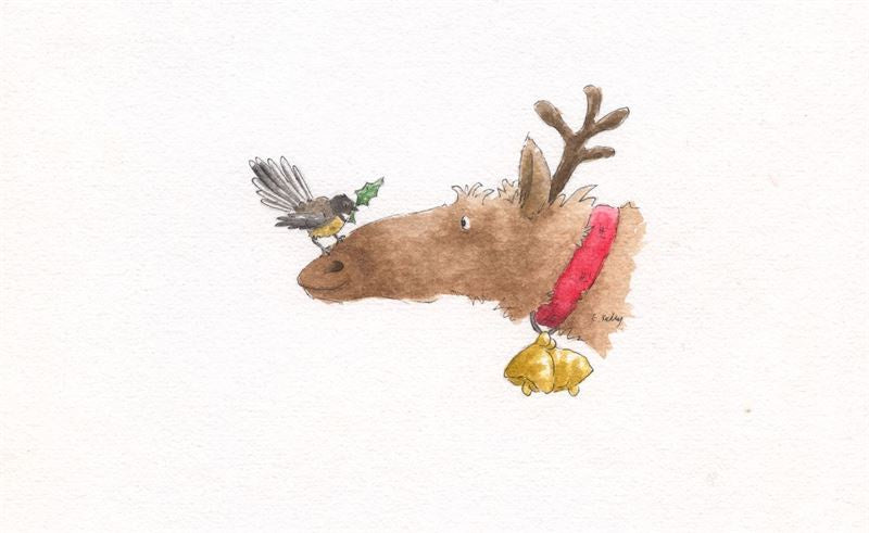 Xmas Card Fantail on Deer Nose