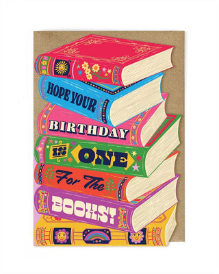 Book Pile Birthday Card