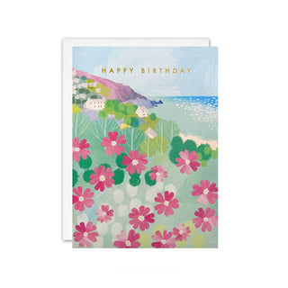 Red Campions Happy Birthday Greeting Card