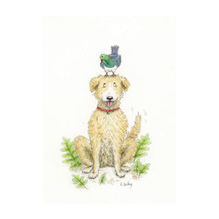 Dog & Kereru Greeting Card