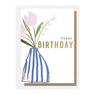 Happy Birthday Blue Vase Greeting Card