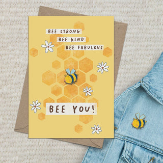 Bee You Greeting Card with Badge